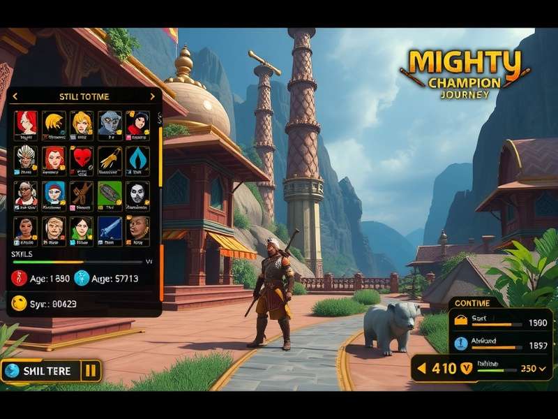 Mighty Champion S Journey character customization and skill tree interface